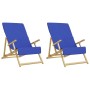 Asciugamani da Spiaggia 2pz Blu Reale 60x135 cm Tessuto 400 GSM