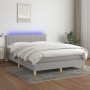 Letto a Molle Materasso e LED Grigio Chiaro 140x190 cm Tessuto