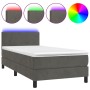 Letto a Molle con Materasso e LED Grigio Scuro 80x200cm Velluto