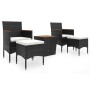 Set Bistrot per Giardino 5 pz Polyrattan e Massello Acacia Nero