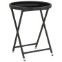 Set da Bistrot per Giardino 5pz Polyrattan Vetro Temperato Nero