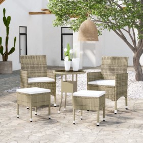 Set Divani da Giardino 5 pz in Polyrattan Beige