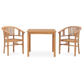 Set da Pranzo da Giardino 3 pz in Legno Massello di Teak