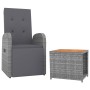 Set Mobili Giardino 2pz Grigio Polyrattan Legno Massello Acacia