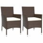 Set Bistrò da Giardino 3 pz con Cuscini in Polyrattan Marrone