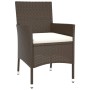 Set Bistrò da Giardino 3 pz con Cuscini in Polyrattan Marrone