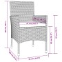 Set da Pranzo da Giardino 3 pz con Cuscini in Polyrattan Grigio