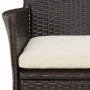 Set da Pranzo da Giardino 5pz con Cuscini in Polyrattan Marrone