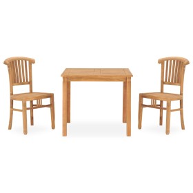 Set da Pranzo da Giardino 3 pz in Legno Massello di Teak