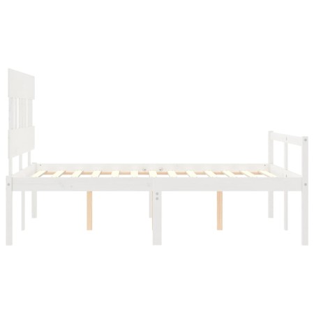 Letto per Anziani con Testiera Bianco 140x200 cm Legno Massello