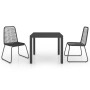 Set da Pranzo da Giardino 3 pz in Rattan PVC Nero