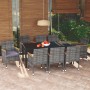 Set Pranzo da Giardino 9 pz con Cuscini in Polyrattan Grigio