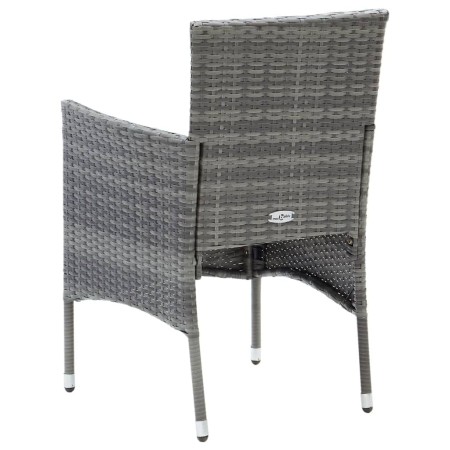 Set Pranzo da Giardino 9 pz con Cuscini in Polyrattan Grigio