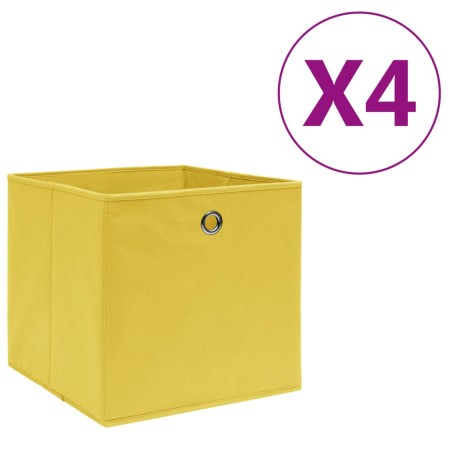 Contenitori 4 pz in Tessuto non Tessuto 28x28x28 cm Giallo