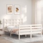 Giroletto con Testiera Bianco 140x190 cm in Legno Massello