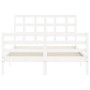 Giroletto con Testiera Bianco 140x190 cm in Legno Massello