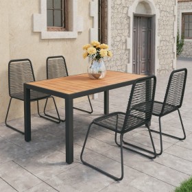 Set da Pranzo da Giardino 5 pz in Rattan PVC Nero e Marrone