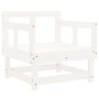 Set Salotto da Giardino 7 pz Bianco in Legno Massello di Pino