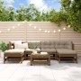 Set Salotto da Giardino 7 pz Miele in Legno Massello di Pino