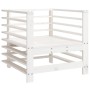 Set Salotto da Giardino 7 pz Bianco in Legno Massello di Pino