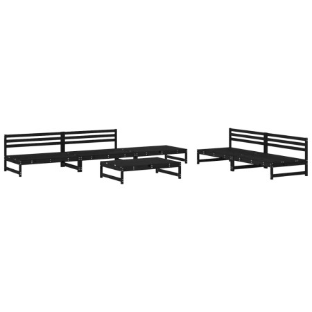 Set Salotto da Giardino 6 pz Nero in Legno Massello di Pino