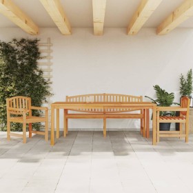 Set da Pranzo per Giardino 4 pz in Legno Massello di Teak