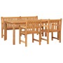 Set da Pranzo per Giardino 4 pz in Legno Massello di Teak