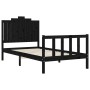 Giroletto con Testiera Nero 100x200 cm in Legno Massello