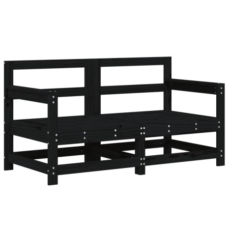 Set Salotto da Giardino 7 pz Nero in Legno Massello di Pino