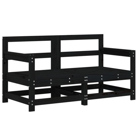 Set Salotto da Giardino 6 pz Nero in Legno Massello di Pino