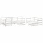 Set Salotto da Giardino 10 pz Bianco in Legno Massello di Pino