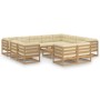 Set Divani Giardino 13pz Cuscini Marrone Miele Massello di Pino