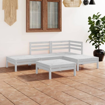 Set Divani da Giardino 5 pz in Legno Massello di Pino Bianco