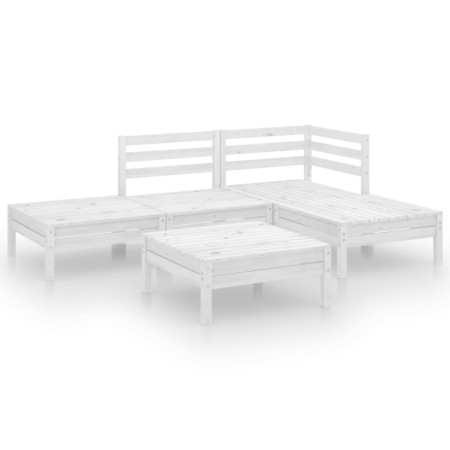 Set Divani da Giardino 5 pz in Legno Massello di Pino Bianco