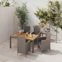 Set da Pranzo da Esterno 5 pz con Cuscini in Polyrattan Grigio