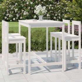 Set Bar da Giardino 5 pz Bianco in Legno Massello di Pino