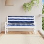 Cuscini Panca Giardino 2pz Righe Bianche Blu 150x50x7cm Tessuto