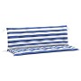 Cuscini Panca Giardino 2pz Righe Bianche Blu 150x50x7cm Tessuto