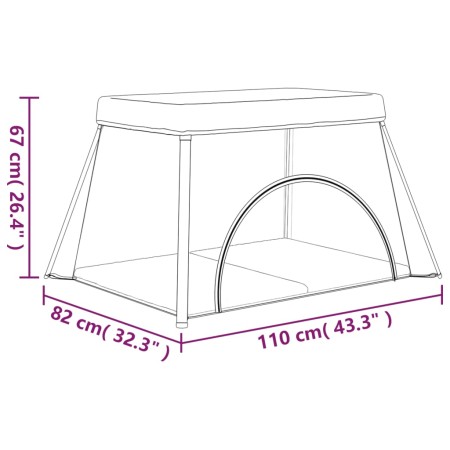 Box per Bambini con Materasso Grigio Scuro Tessuto di Lino