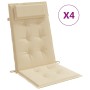 Cuscini per Sedia con Schienale Alto 4 pz Beige Tessuto Oxford