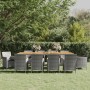 Set da Pranzo per Giardino 11 pz in Polyrattan Grigio