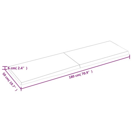 Ripiano Marrone Scuro 180x50x(2-6) cm Massello Rovere Trattato