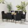 Set da Pranzo per Esterni 9 pz in Polyrattan Nero