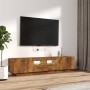 Set Mobili TV 2pz con Luci LED Rovere Fumo in Legno Multistrato