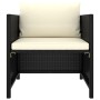 Poltrona da Giardino con Cuscini in Polyrattan Nero