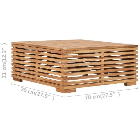 Set Tavolino Poggiapiedi Giardino Cuscino Grigio Scuro in Teak