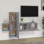 Set Mobili Porta TV 3 pz Grigio Sonoma in Legno Multistrato