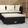 Poggiapiedi da Giardino con Cuscino Nero 70x70x30 cm Polyrattan