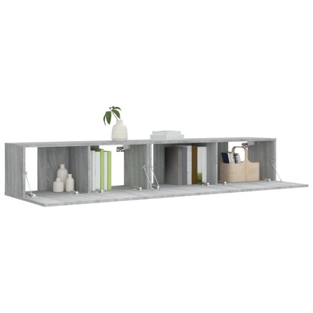 Set Mobili Porta TV 2 pz Grigio Sonoma in Legno Multistrato