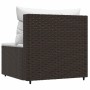 Divano Centrale da Giardino con Cuscini in Polyrattan Marrone